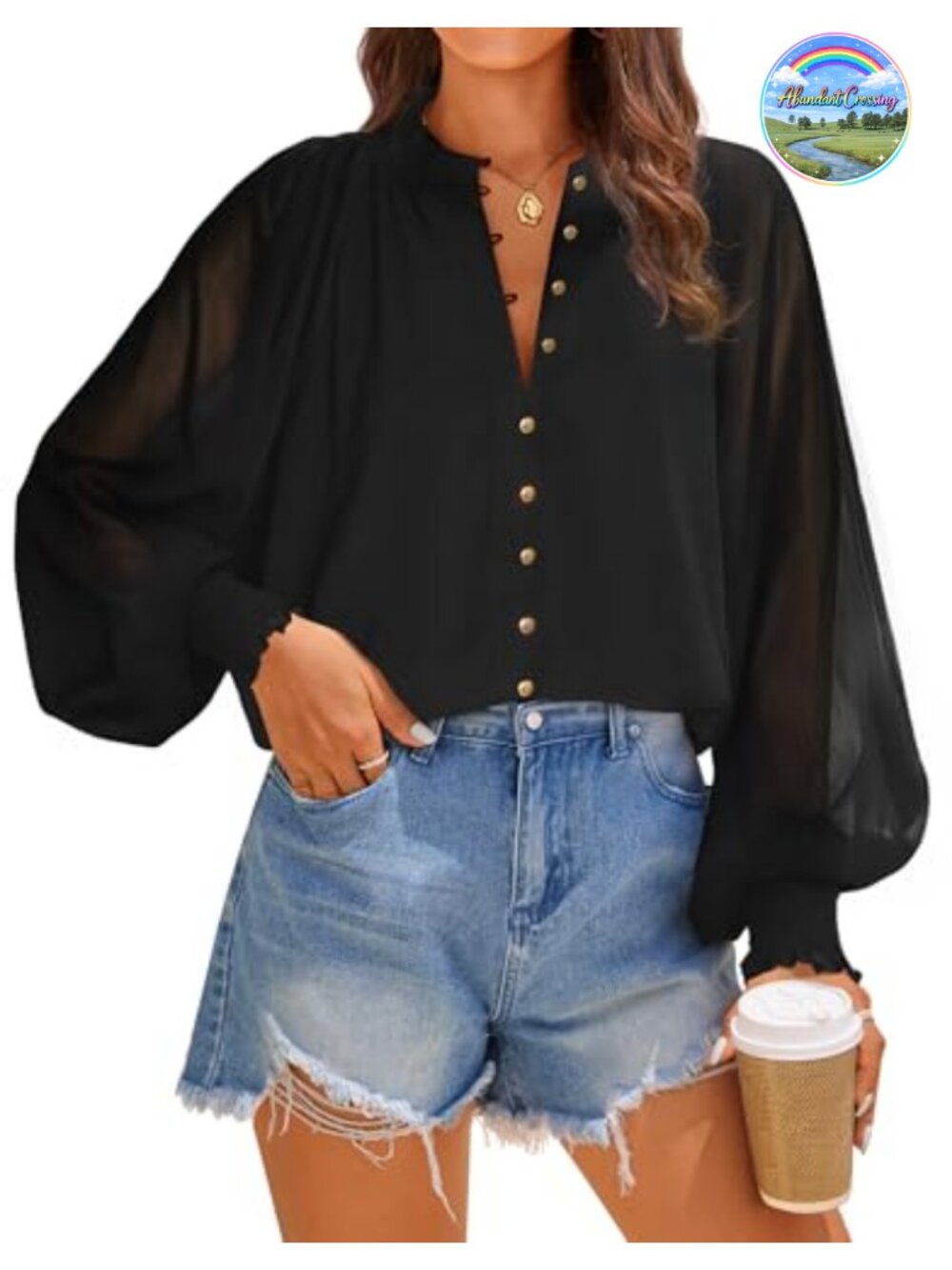 ZESICA Women's Floral Print Long Sleeve Button Down Boho Blouse